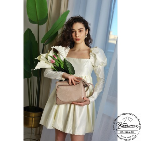 Женская кожаная сумка "Валери" (пудра)